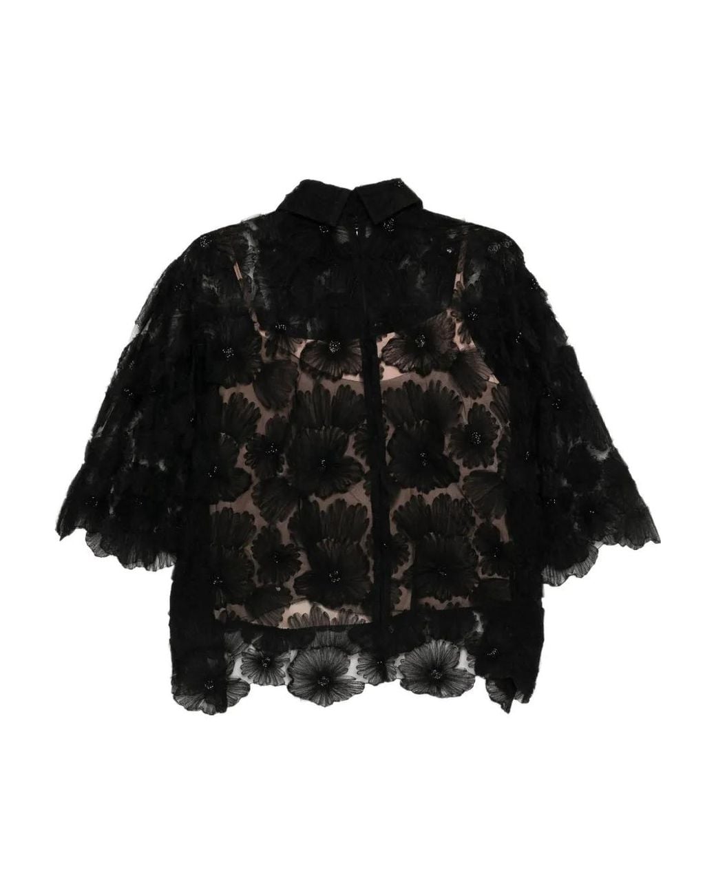 Biyan Black Beaded Blouse