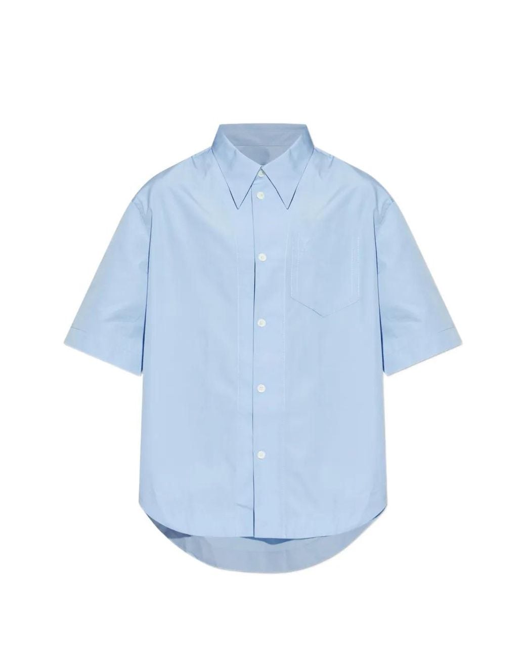 AMI Blue Pocket Short-Sleeve Shirt for men