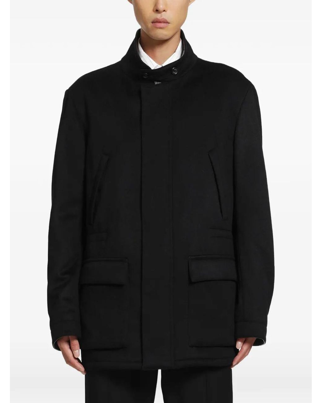 Lardini Black High-Neck Field Jacket for men