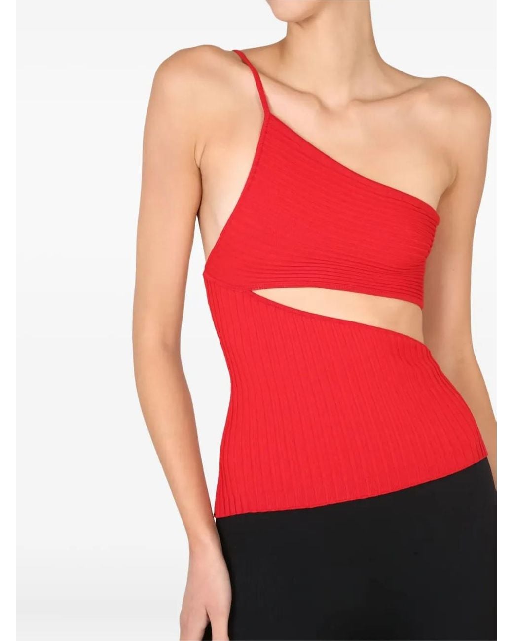 ANDREADAMO Red One-Shoulder Cut-Out Top