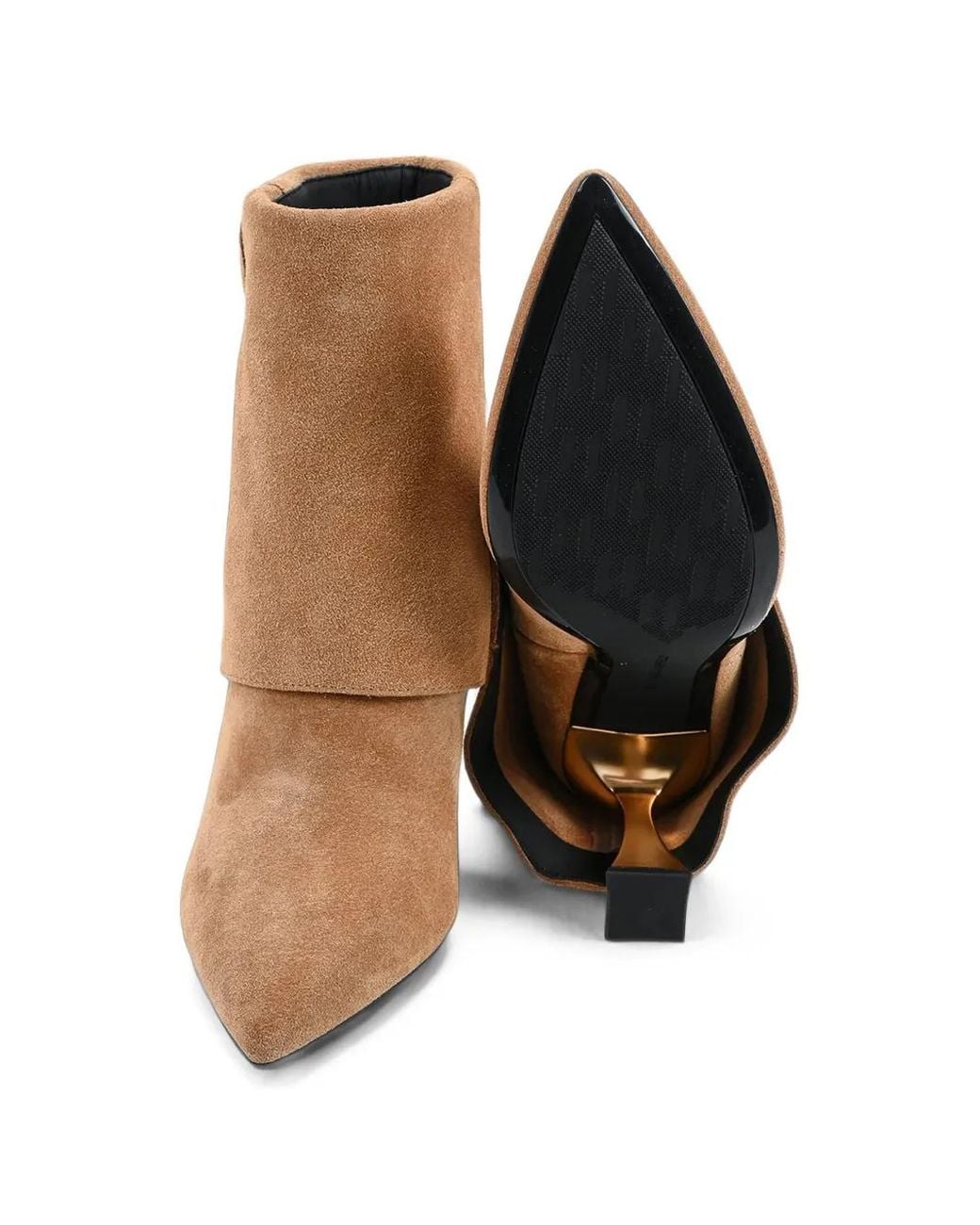 Karl Lagerfeld Brown Logo-Plaque Foldover-Detail Ankle Boots
