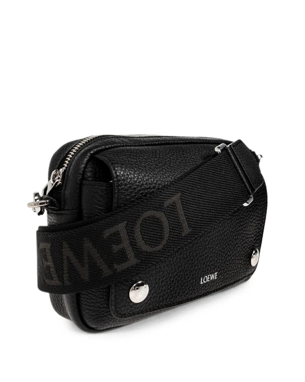 Loewe Black Small Pebble Leather Messenger Bag for men
