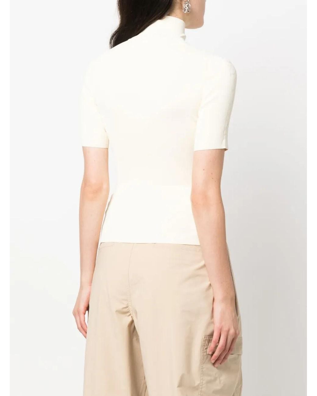 Off-White c/o Virgil Abloh Natural Logo-Debossed Rib-Knit Top
