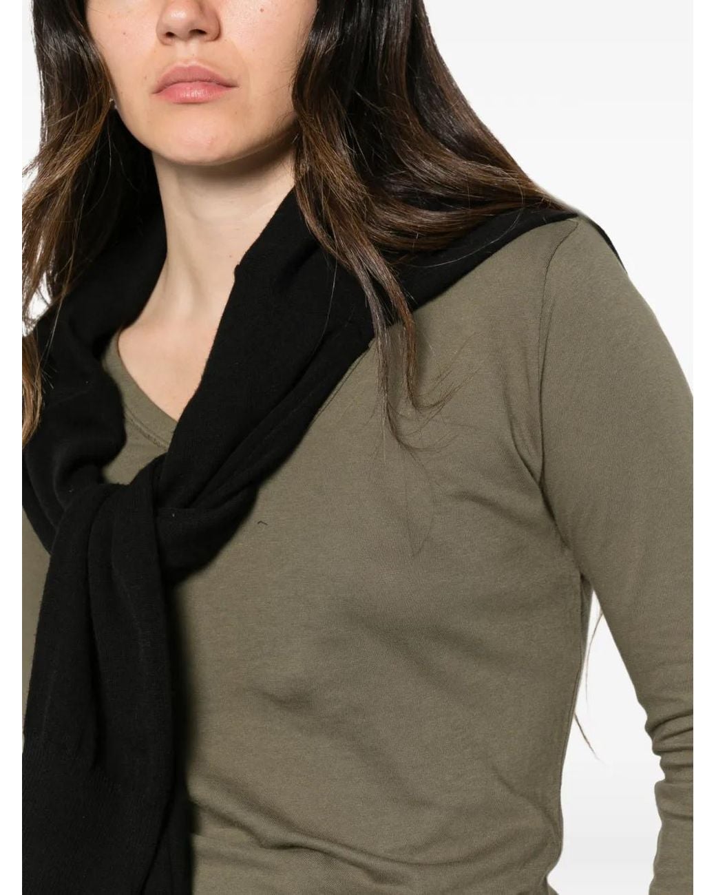 Bobi Green V-Neck Long-Sleeved T-Shirt