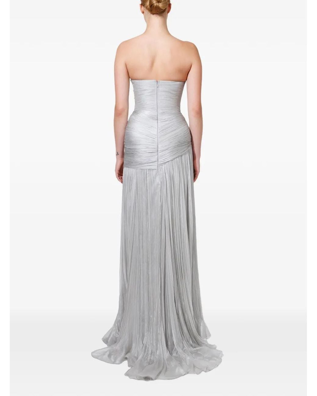 IRIS SERBAN White Isabel Draped Silk Maxi Dress