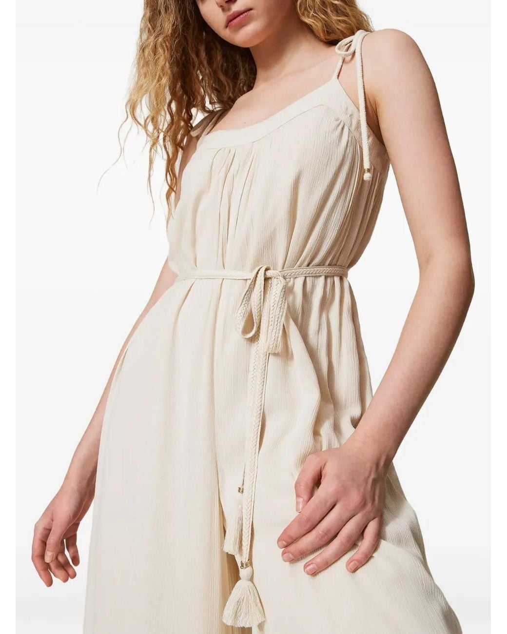 Twinset White Tie-Detail Jumpsuit