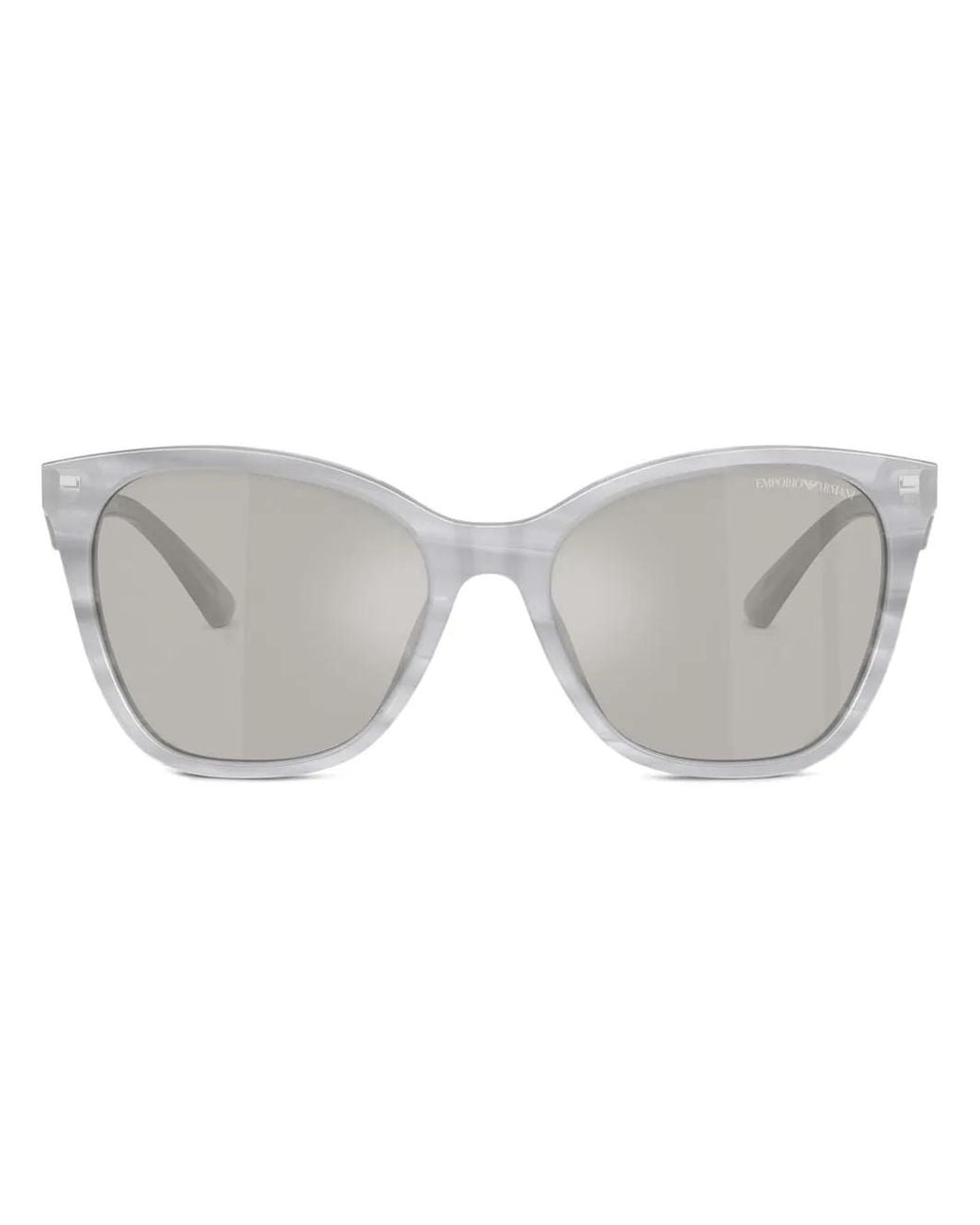 Emporio Armani Gray Geometric-Frame Sunglasses