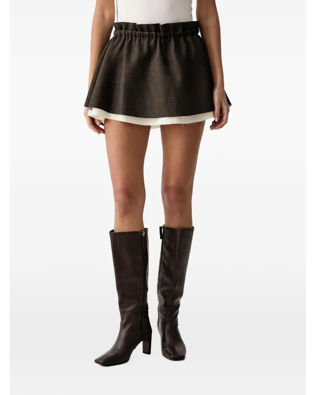 ELEH Black Layered Paperbag-Waist Skirt