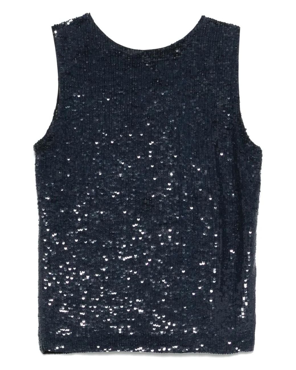 P.A.R.O.S.H. Blue Sequined Tank Top