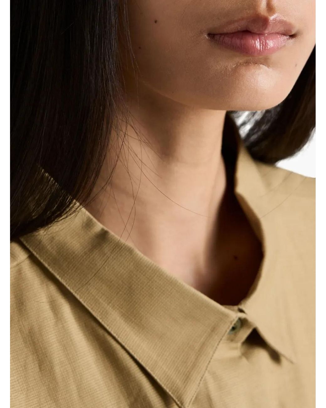 Camicia oversize in cotone cammello di Prada in Natural