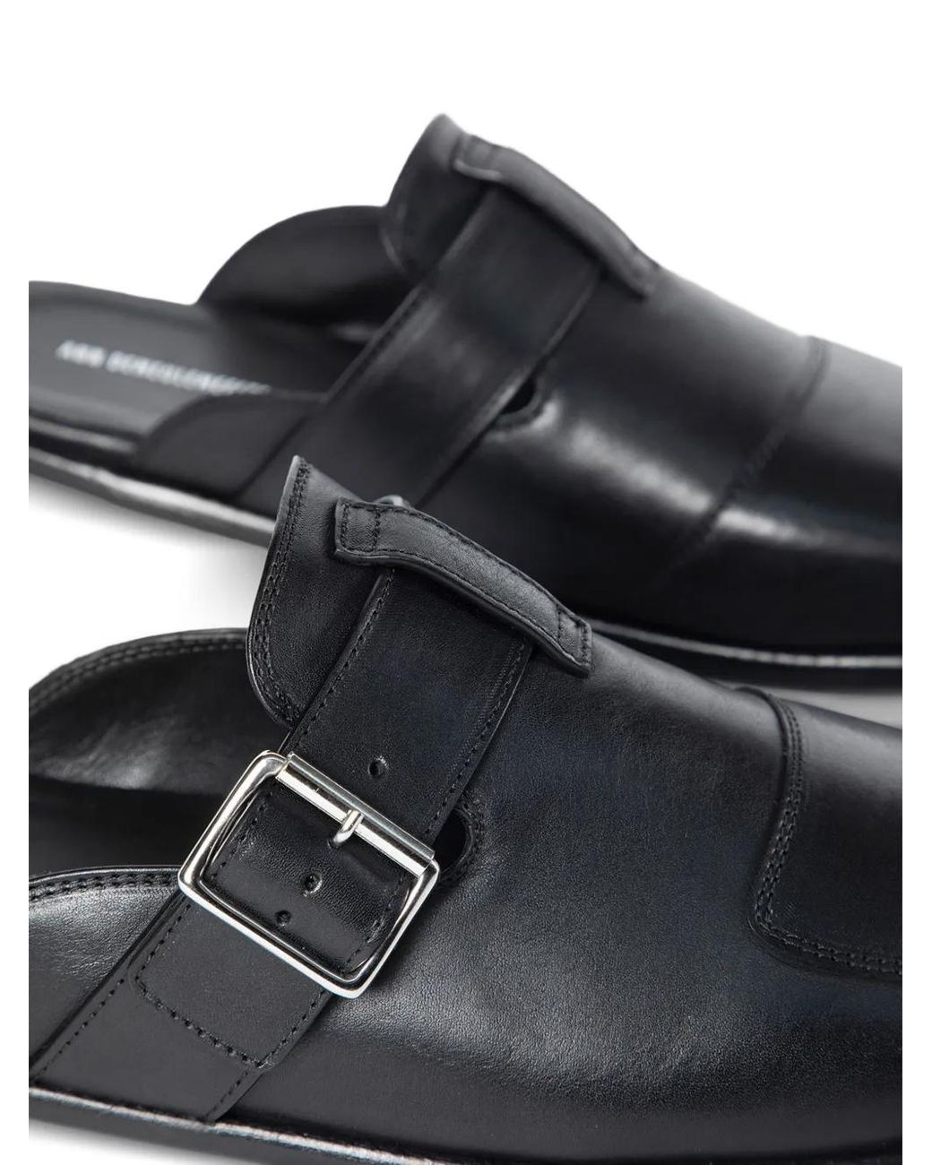 Ann Demeulemeester Black Buckle Leather Sandals for men