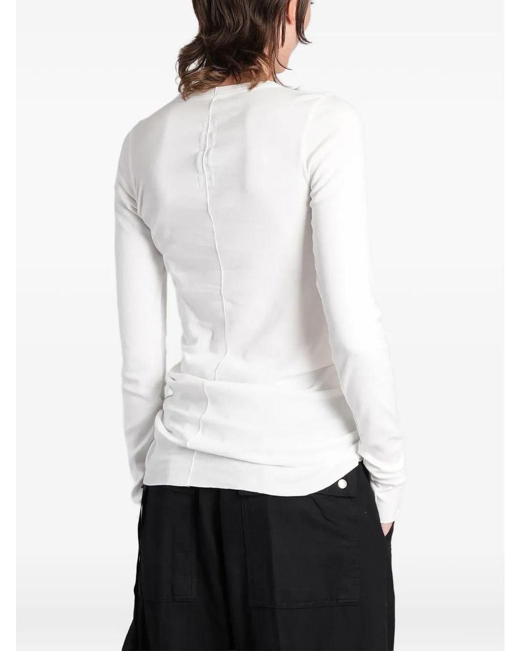 Rick Owens White Ribbed Long-Sleeve T-Shirt
