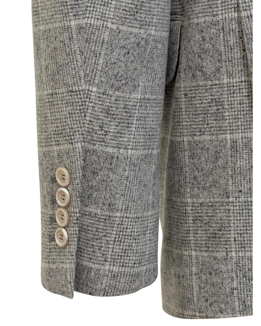 Brunello Cucinelli Geruite Blazer in het Gray voor heren