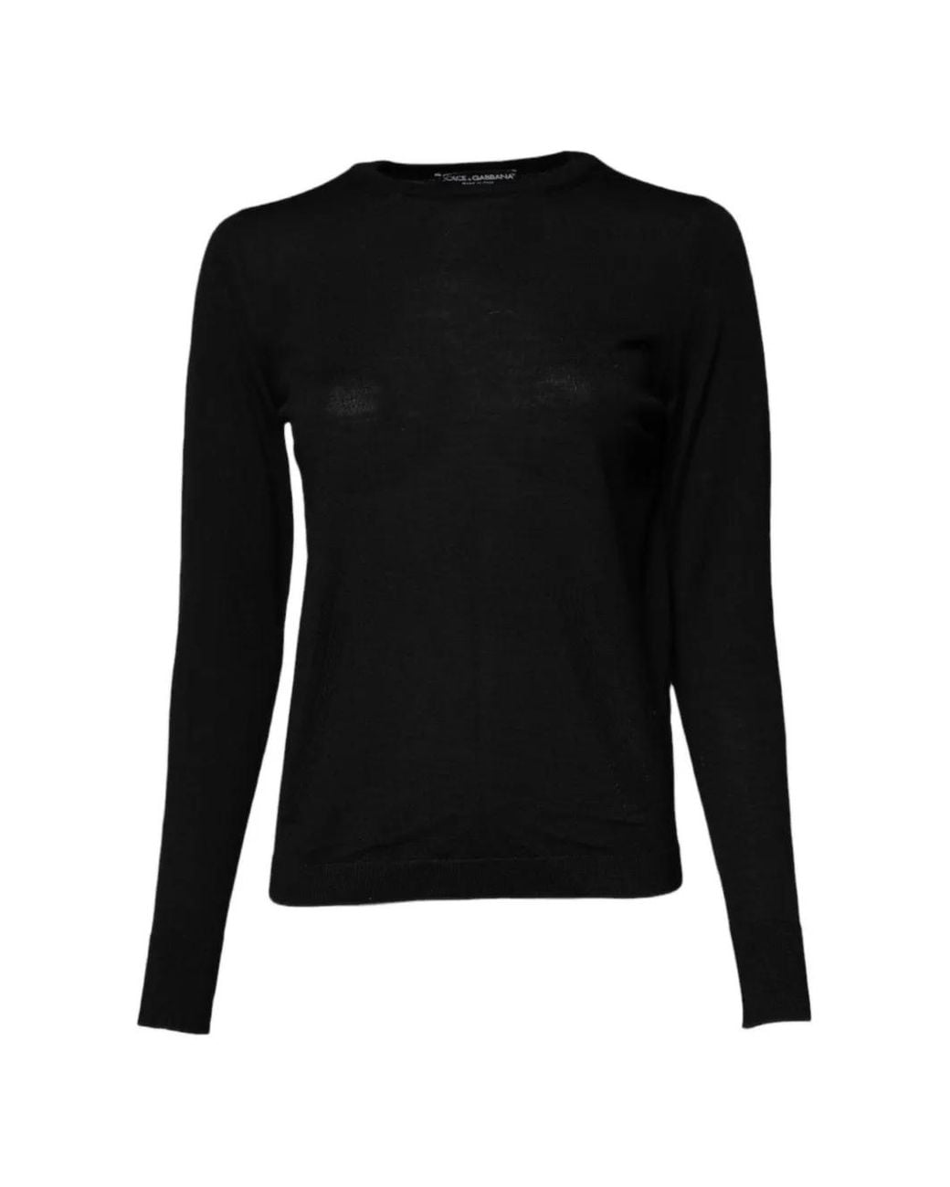 Dolce & Gabbana Black Fine-Knit Round-Neck Sweater