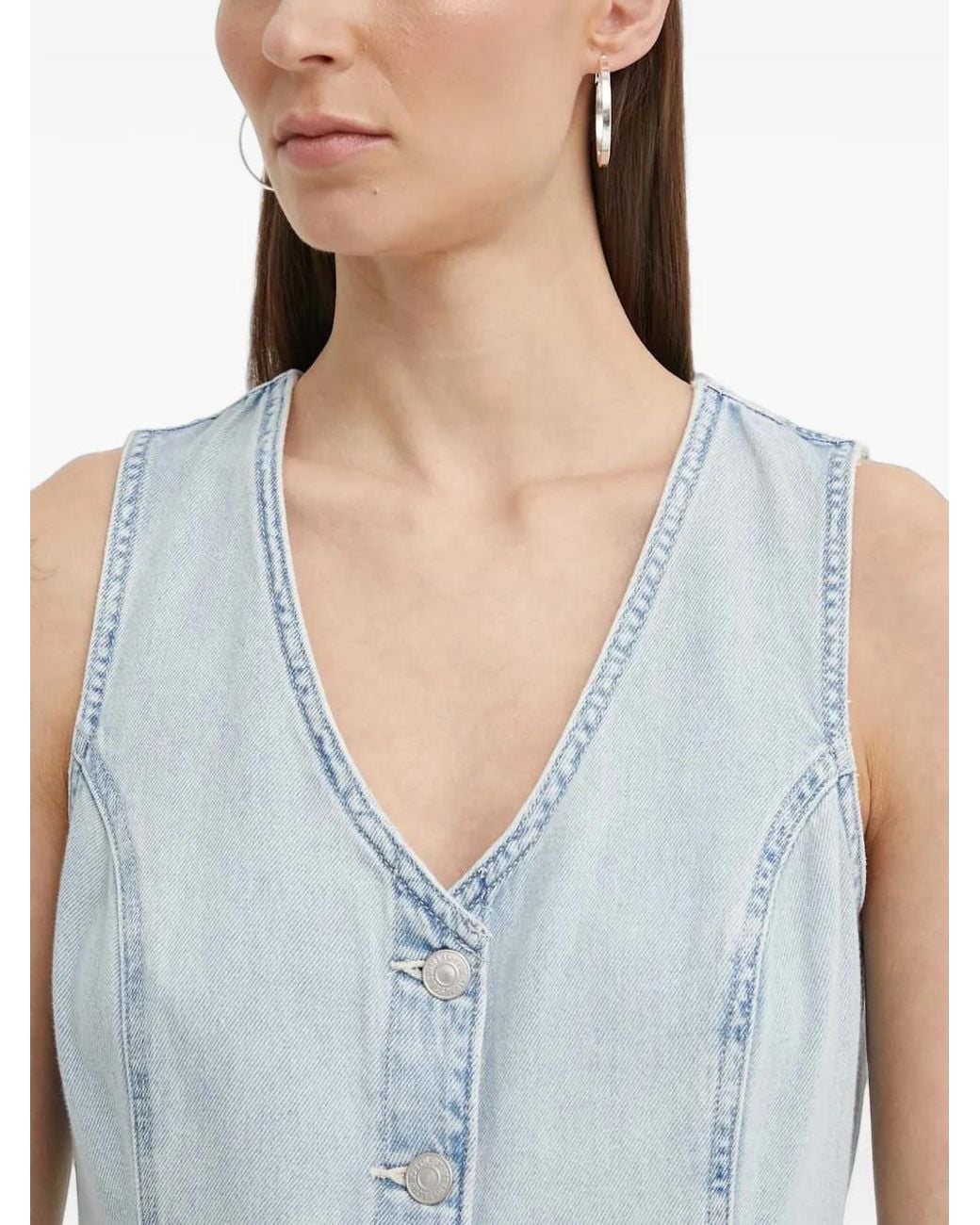 Levi's White Button-Up Sleeveless Mini Dress