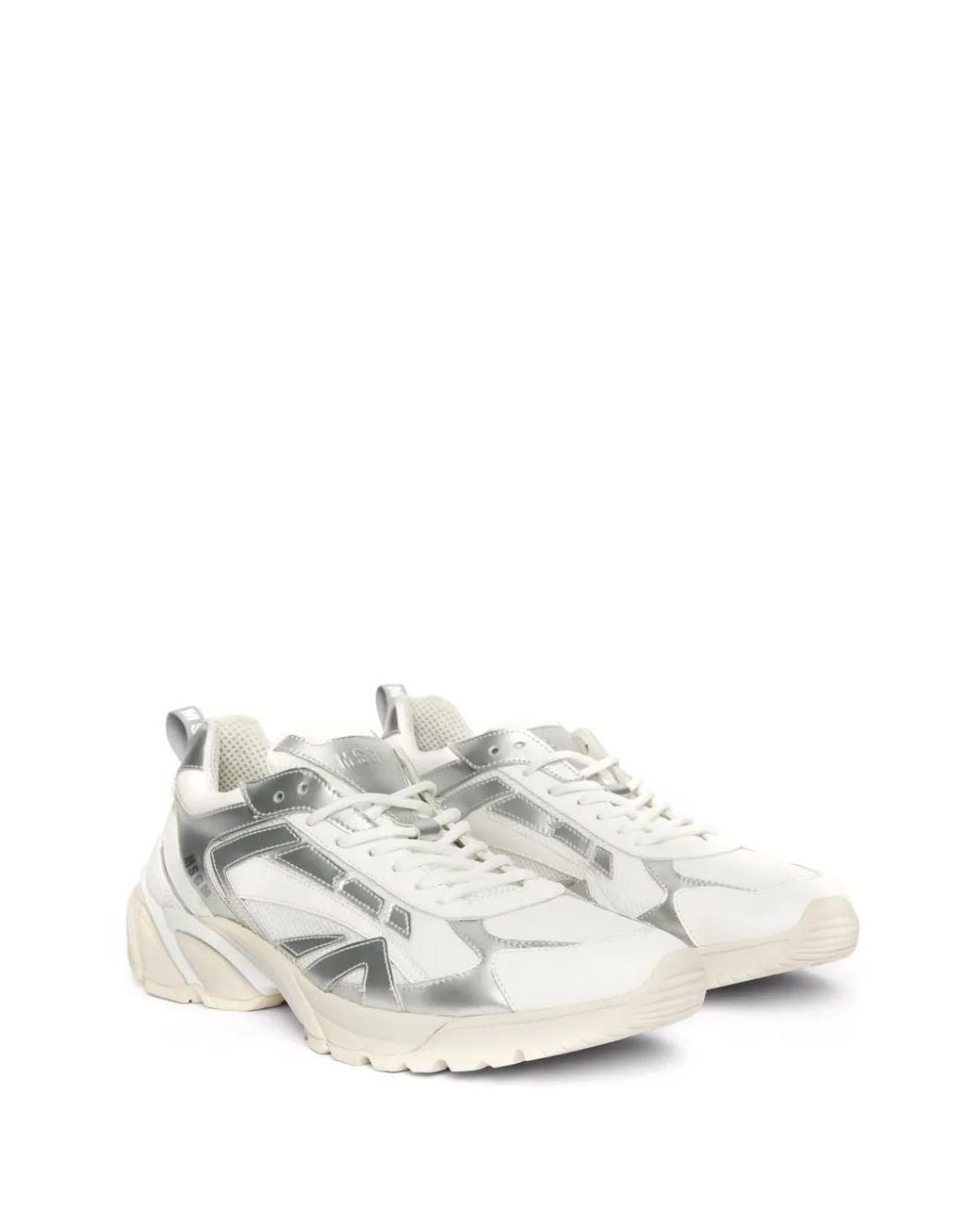 MSGM White Vulcano Distressed Sneakers for men