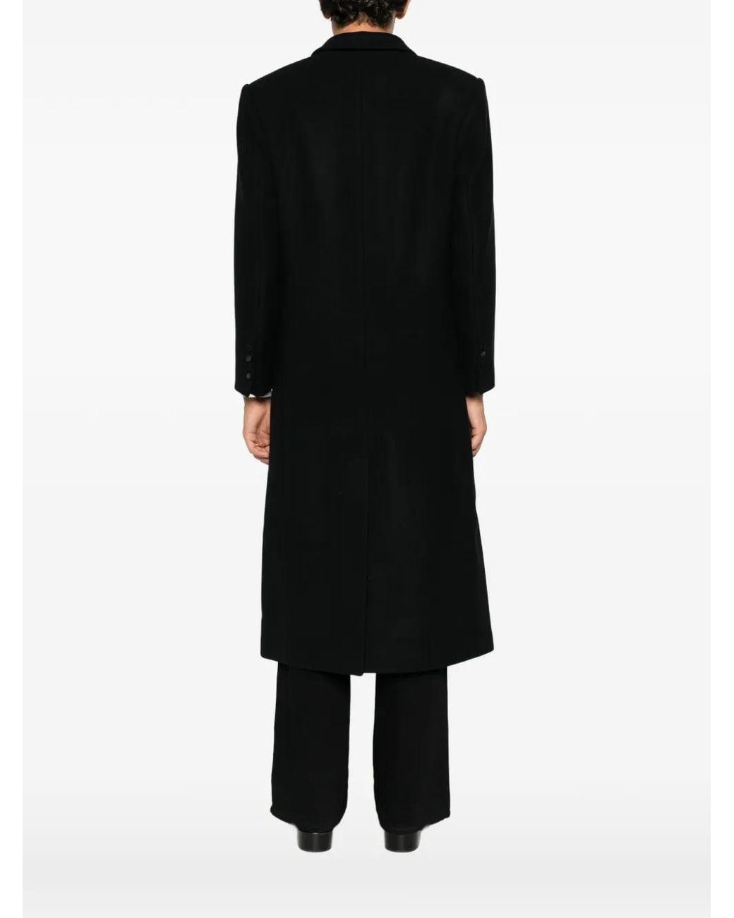 Ernest W. Baker Black Double-Breasted Peak-Lapels Coat for men