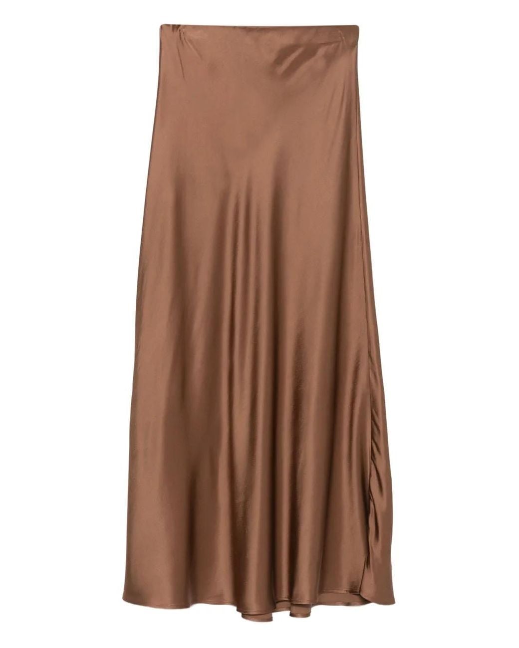 Ottod'Ame Brown Satin Bias-Cut Skirt
