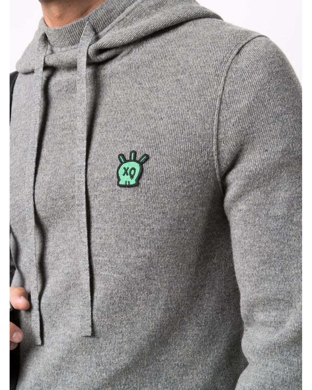 Zadig & Voltaire Gray Logo-Plaque Merino Hoodie for men