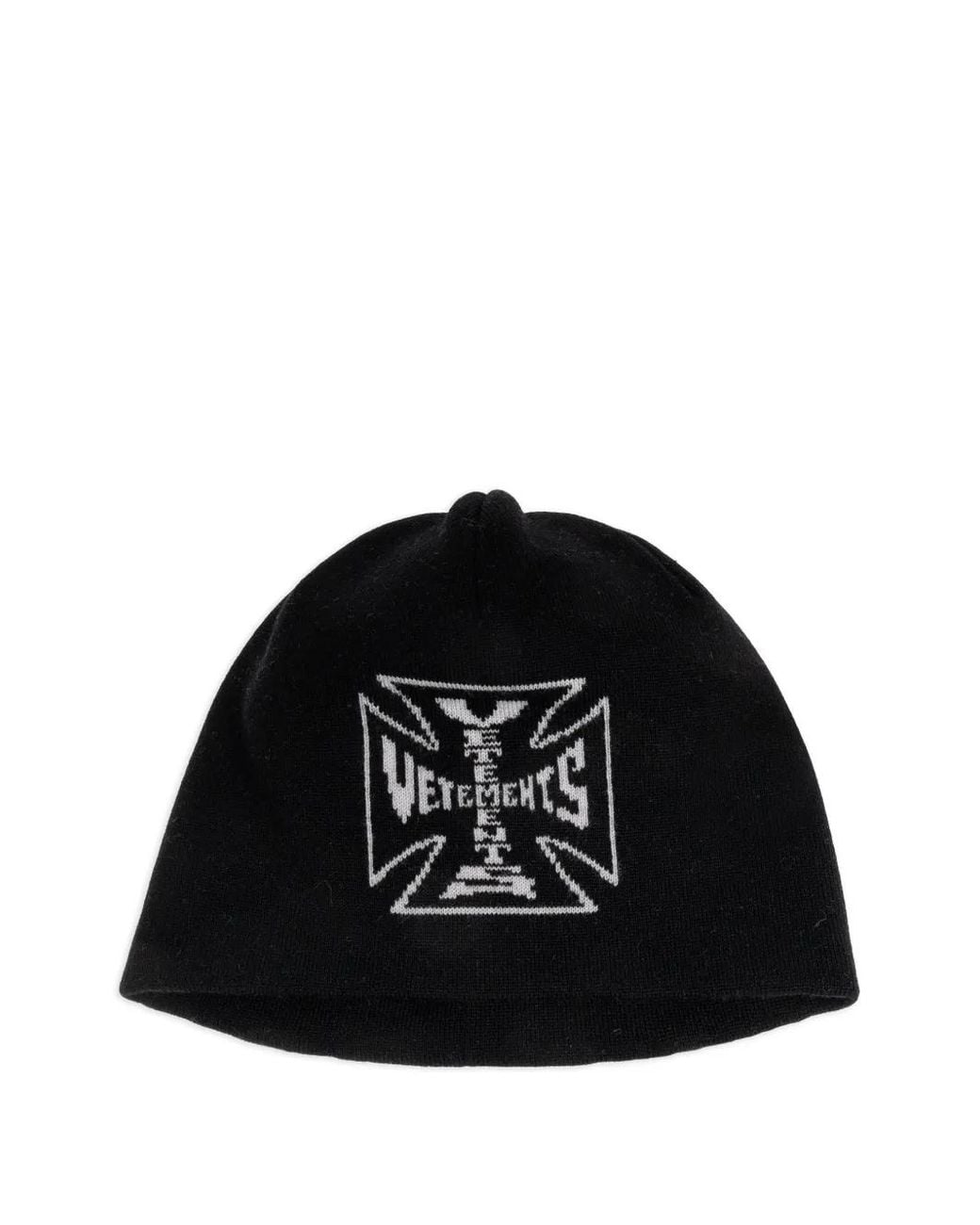 Vetements Black Wool Beanie With Logo