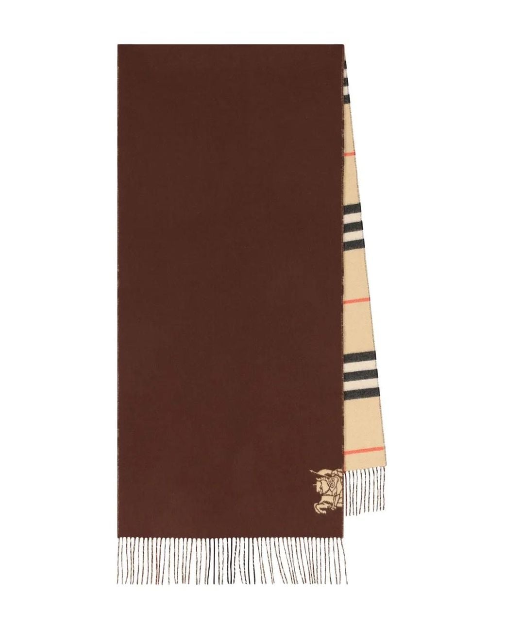 Burberry Brown Knight-Logo Check Scarf