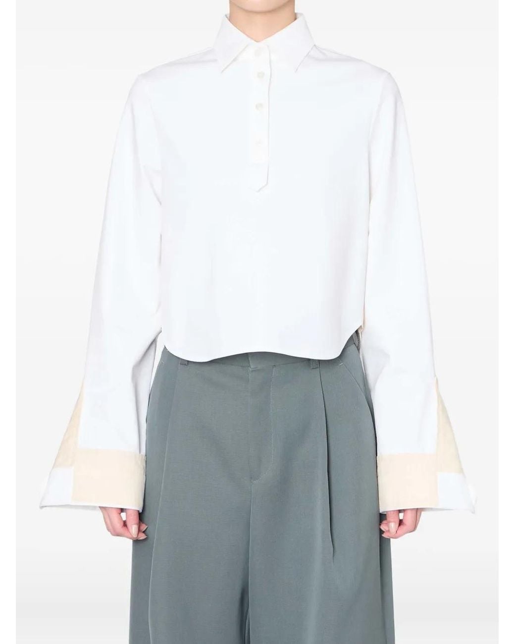 Kolor White Contrast-Cuffs Shirt