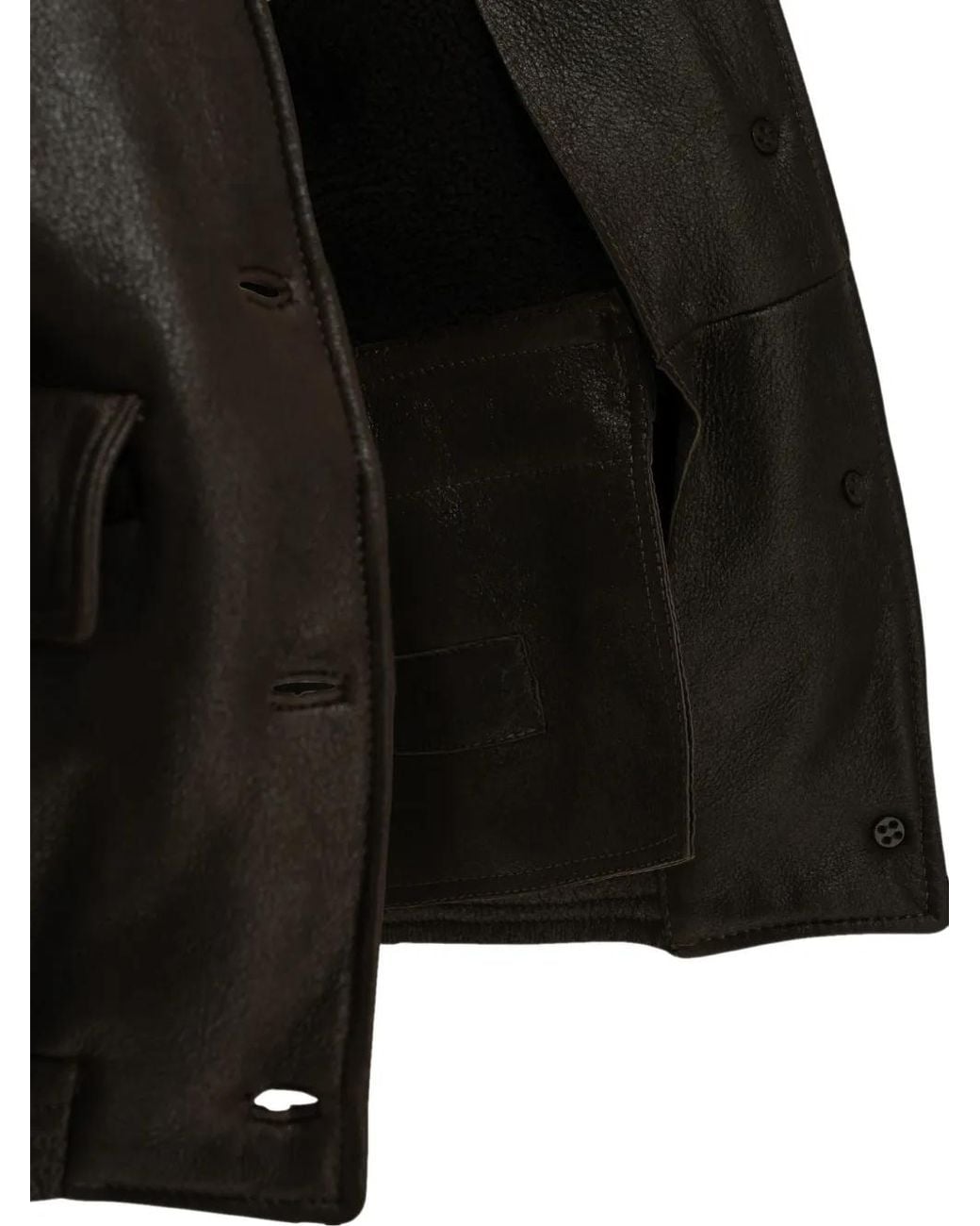 Salvatore Santoro Black Shearling-Collar Leather Coat