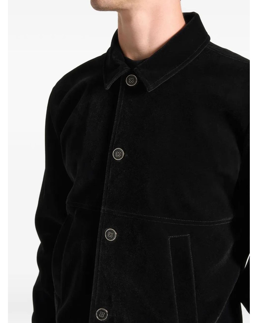 Manière De Voir Black Velvet Ribbed Jacket for men