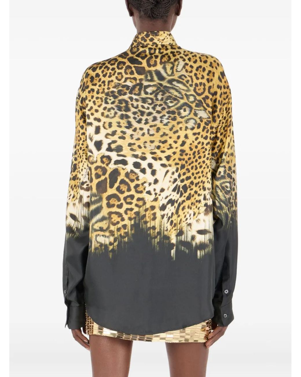 Camicia Leopardata di Roberto Cavalli in Multicolor da Uomo