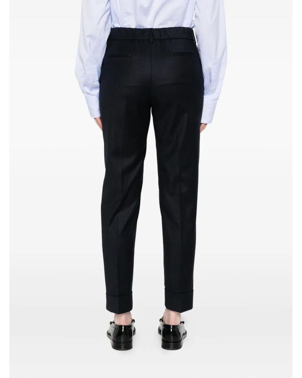 Berwich Black Cuffed Wool Trousers