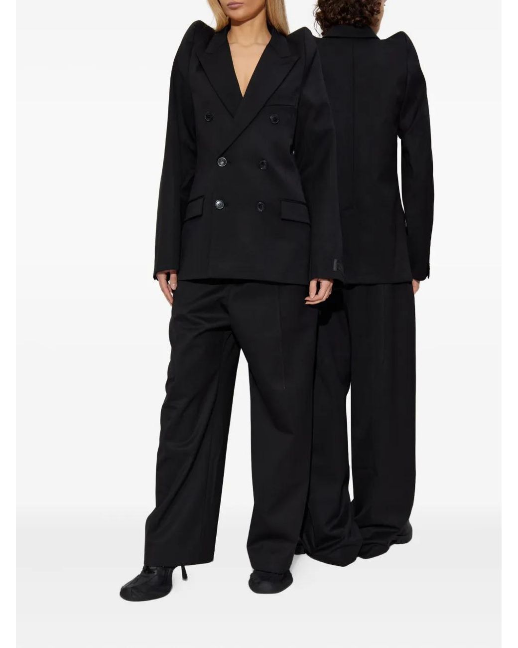 Vetements Black Padded-Shoulder Double-Breasted Jacket