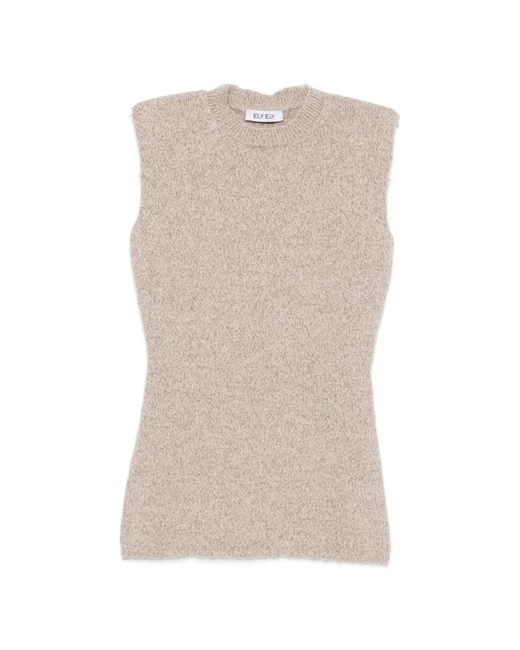 ELY ELY Top Met Gewatteerde Schouders in het Natural
