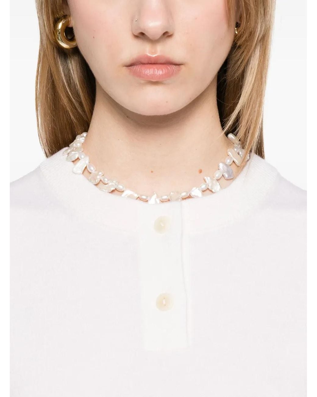 Vince White Knitted Henley Top