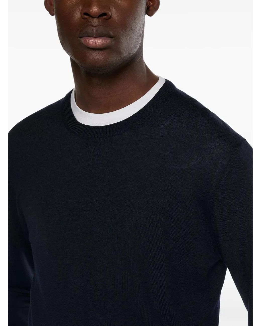 Boggi Blue Merino-Wool Crew-Neck Sweater for men