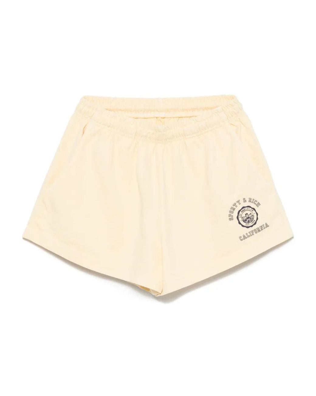 Sporty & Rich Natural Logo-Print Shorts
