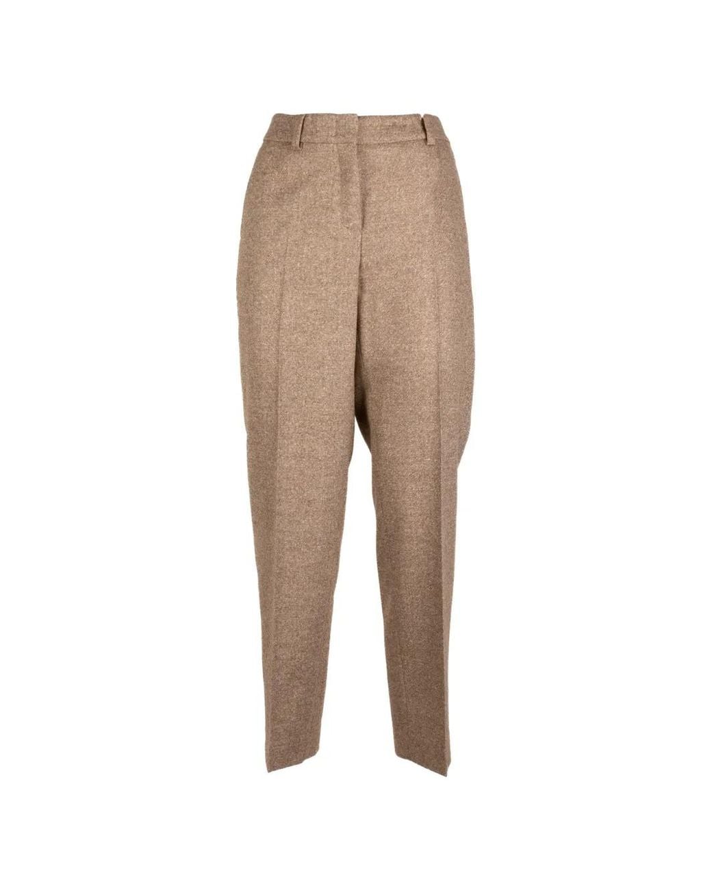 Peserico Natural Marl-Effect Pressed-Crease Trousers