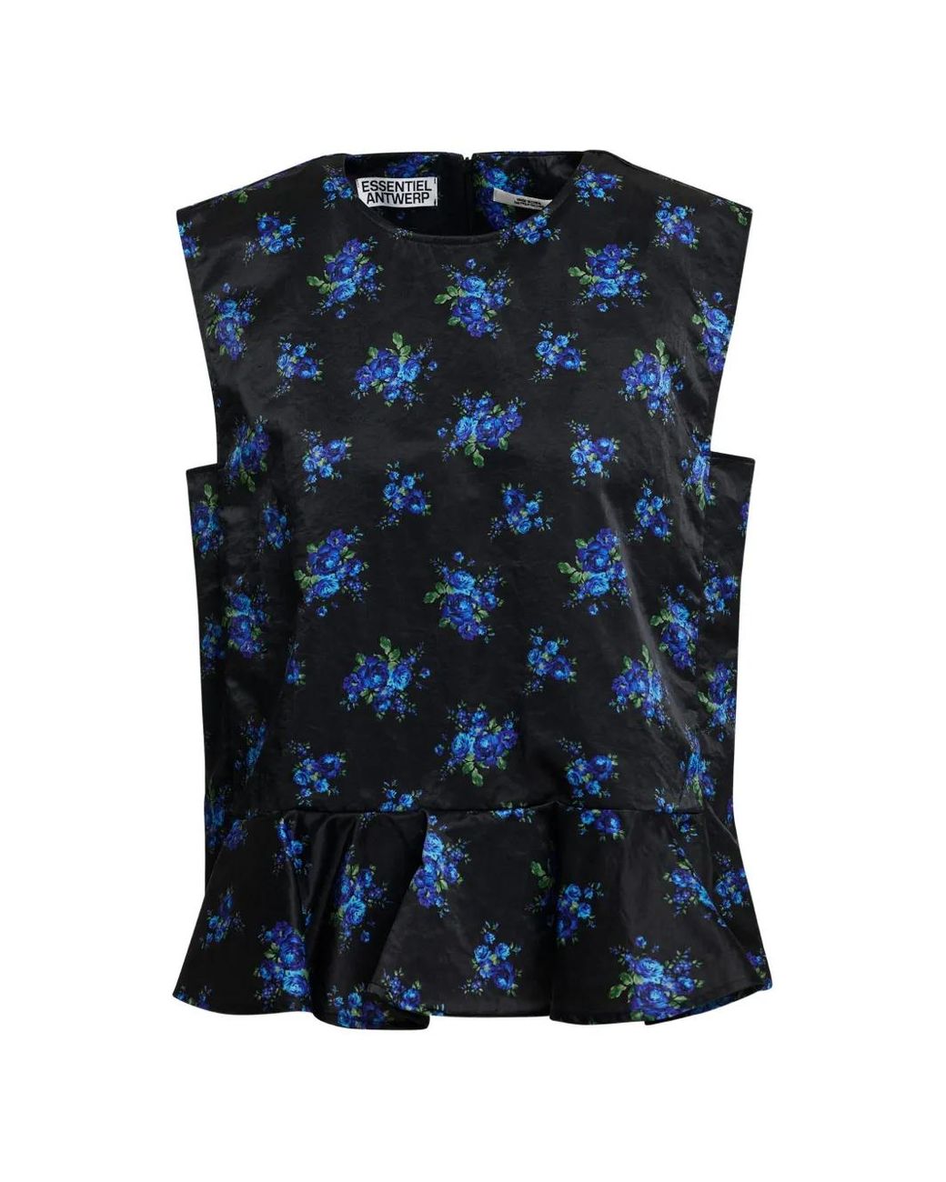 Essentiel Antwerp Blue Klara Floral-Print Ruffled Top