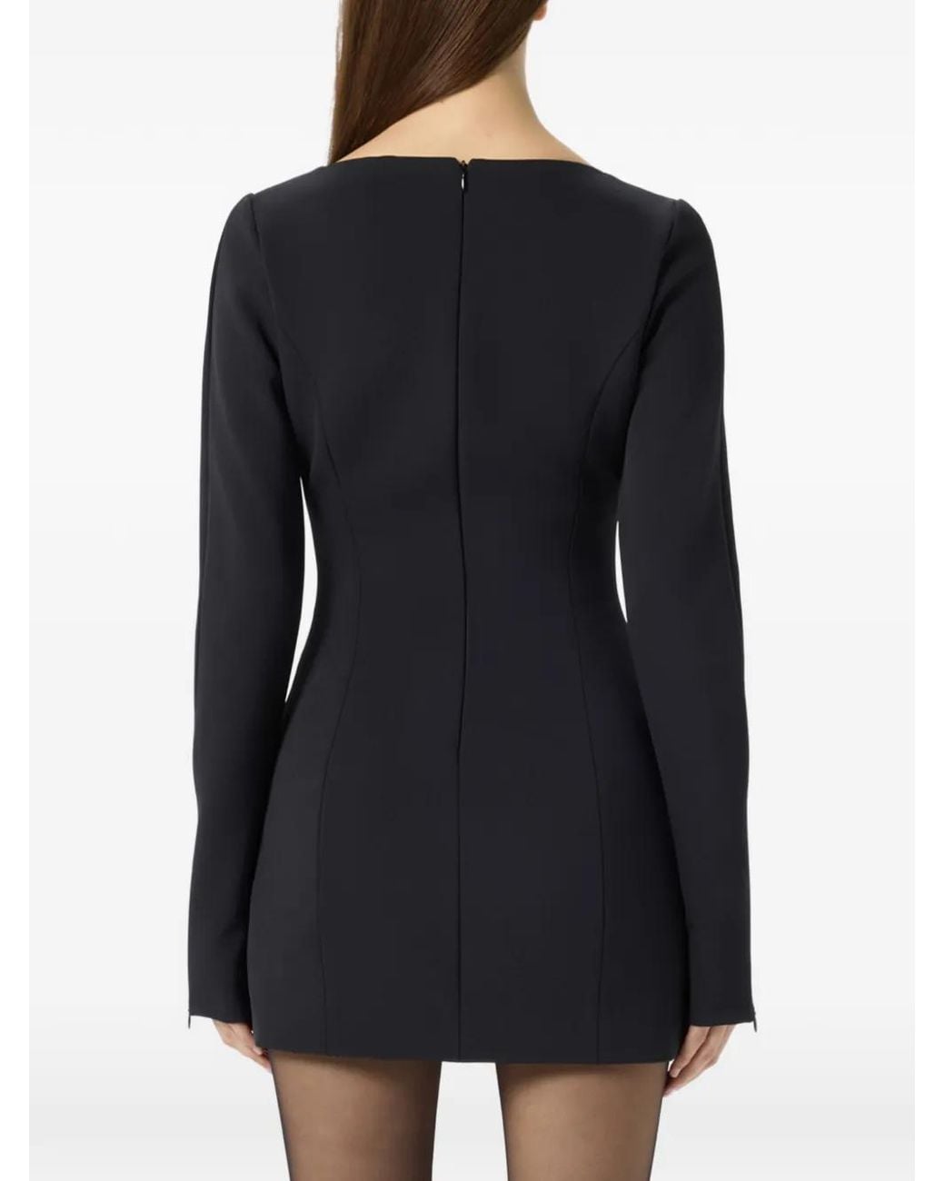 Blumarine Black Long-Sleeved Embroidered Mini Dress