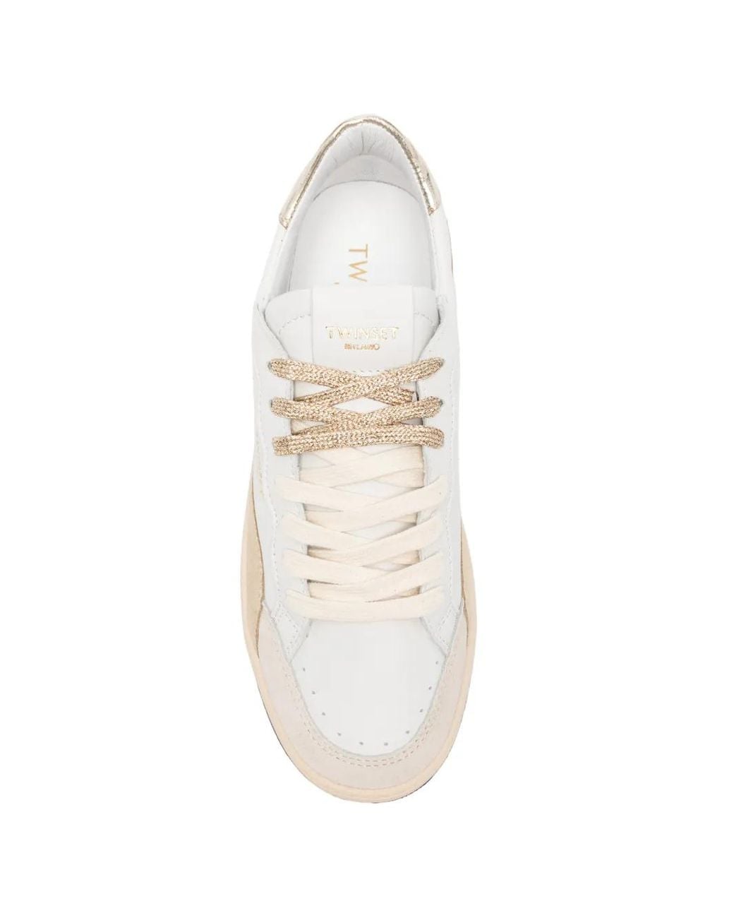 Twinset White Metallic-Effect Panelled Sneakers
