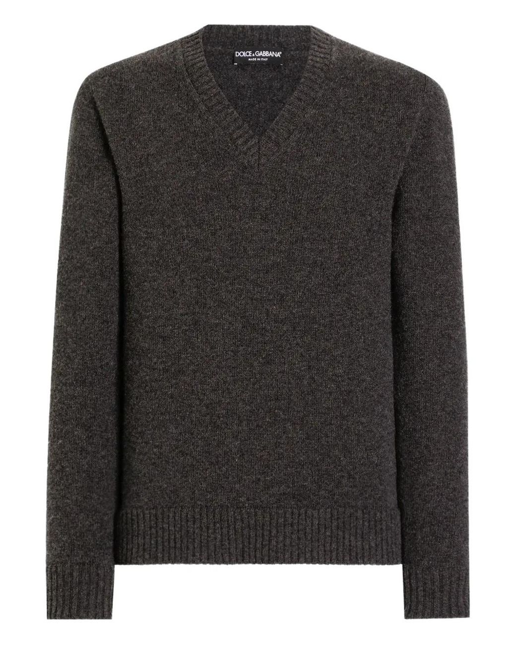 Dolce & Gabbana Black V-Neck Wool Sweater for men