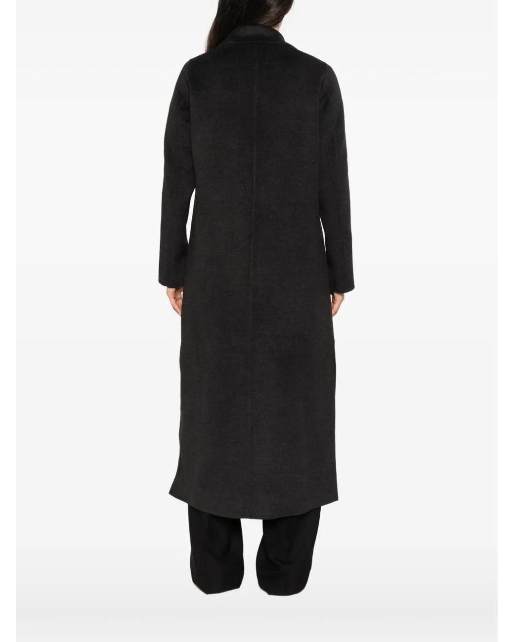 Marella Black Emmacciuga Single-Breasted Notched-Lapel Coat
