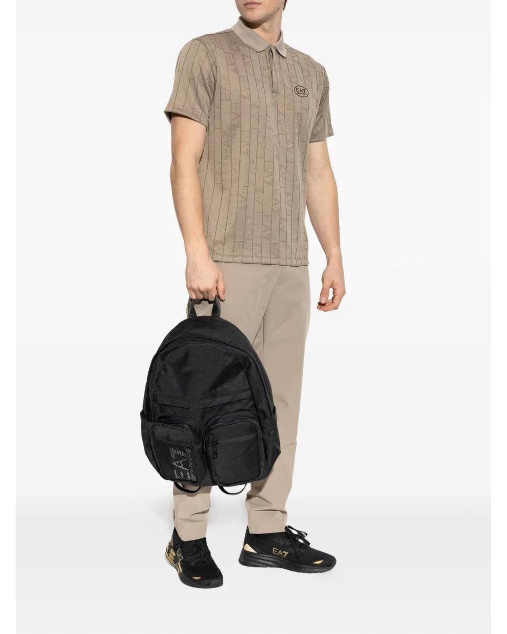 EA7 Natural Monogram-Pattern Polo Shirt for men