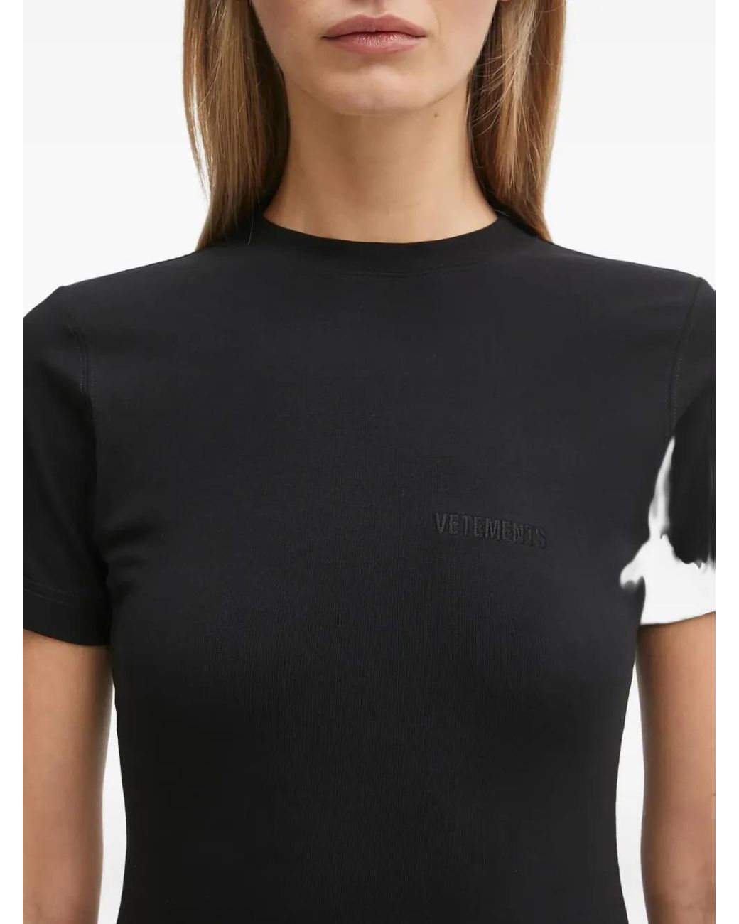 Vetements Black Logo-Embroidered T-Shirt