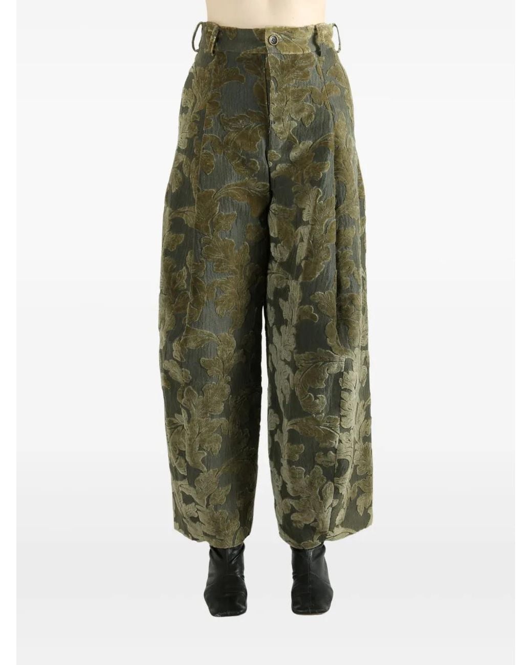 Uma Wang Green Jacquard Palazzo Trousers
