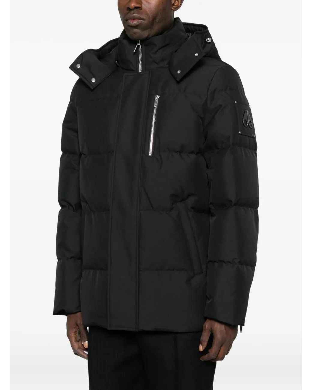 Moose Knuckles Black Hooded Puffer Jacket for men