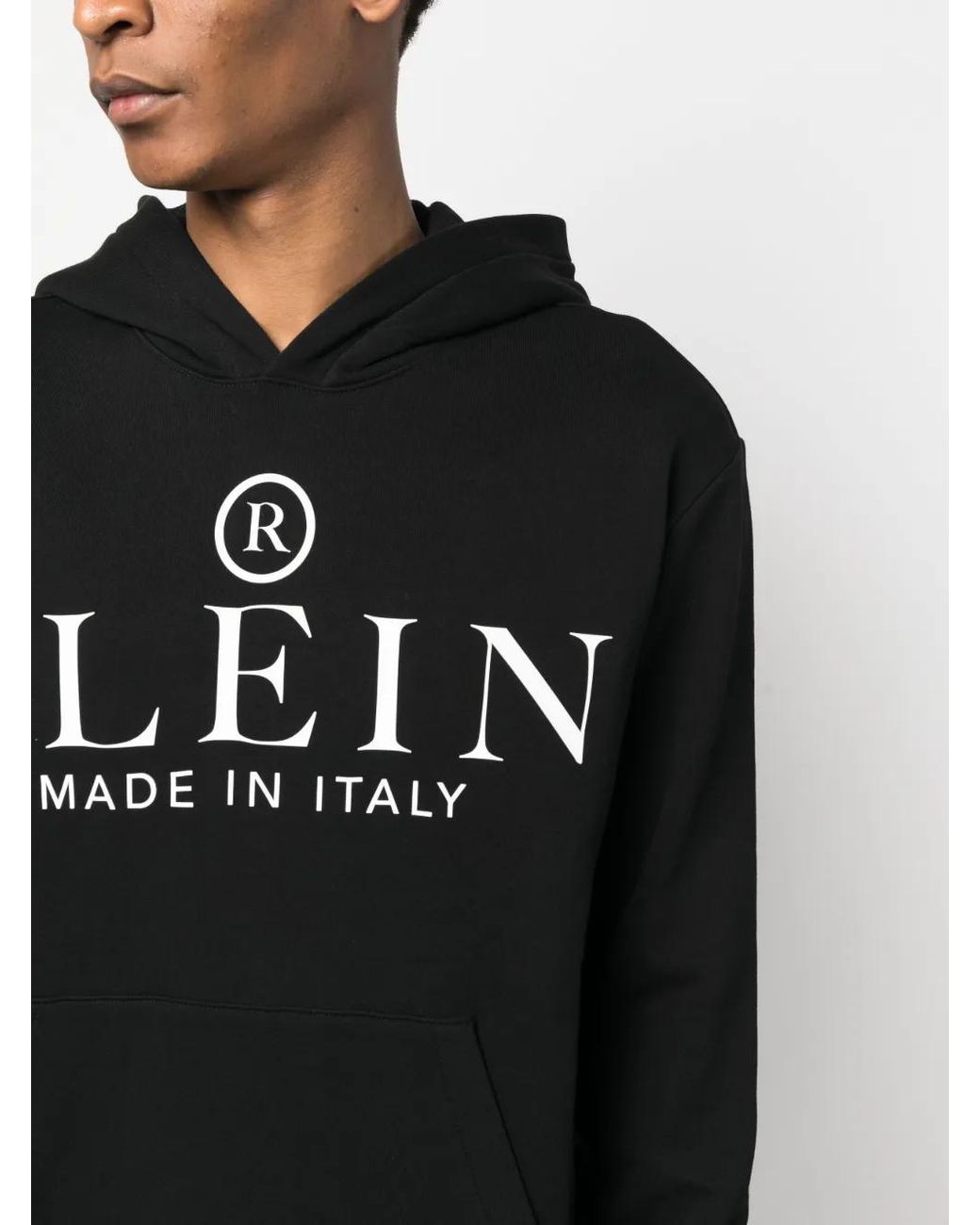 Philipp Plein Black Logo-Print Cotton Hoodie for men