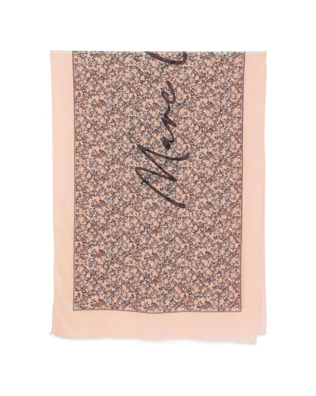 Marc O' Polo Pink Floral-Print Logo-Print Scarf
