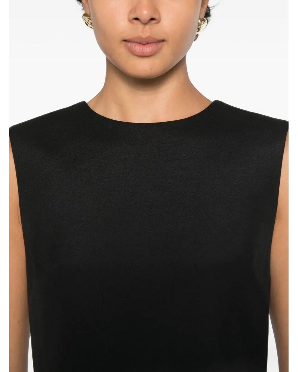 Liviana Conti Black Sleeveless Round-Neck Midi Dress