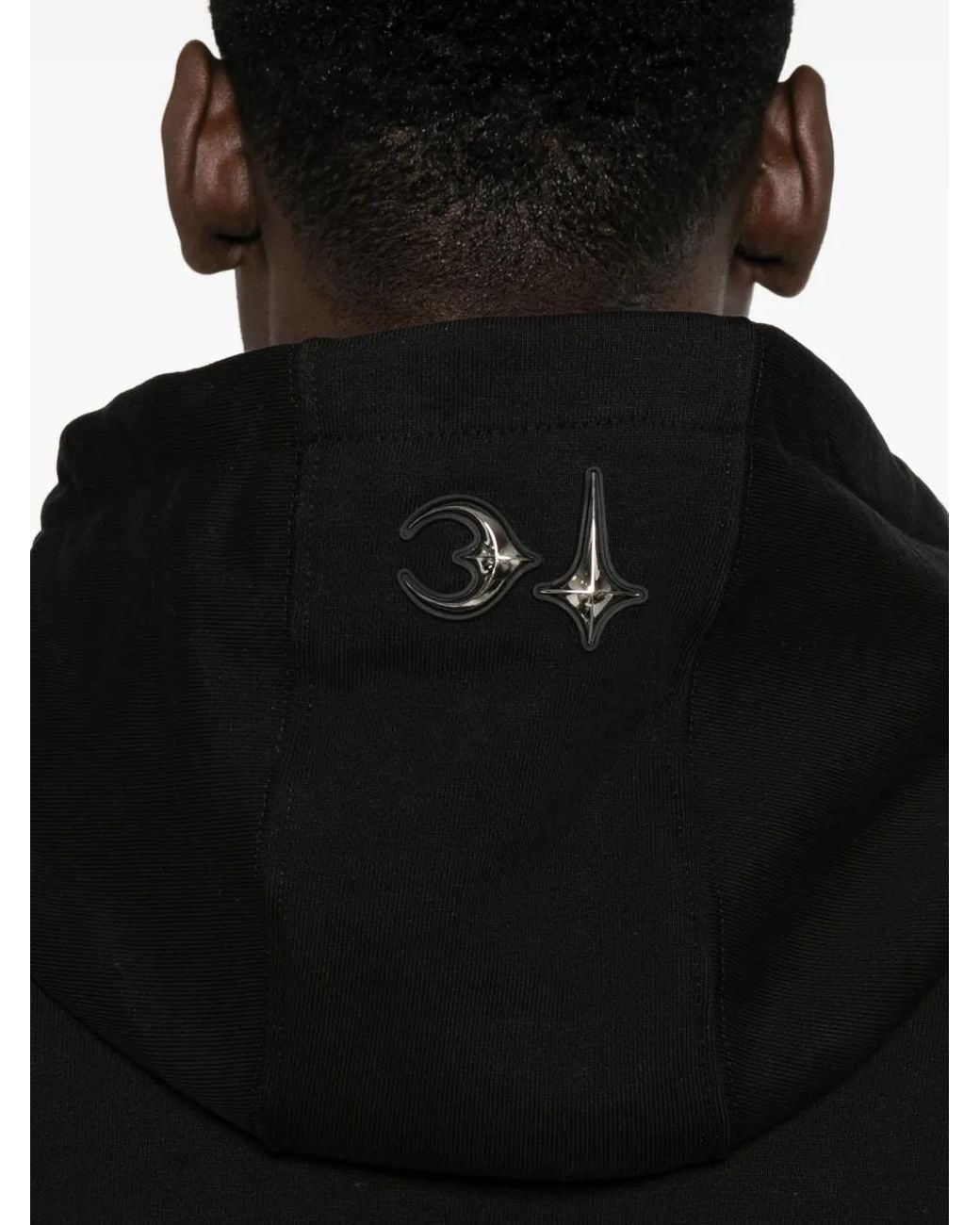 THUG CLUB Black Stud-Embellished Zip-Up Hoodie for men