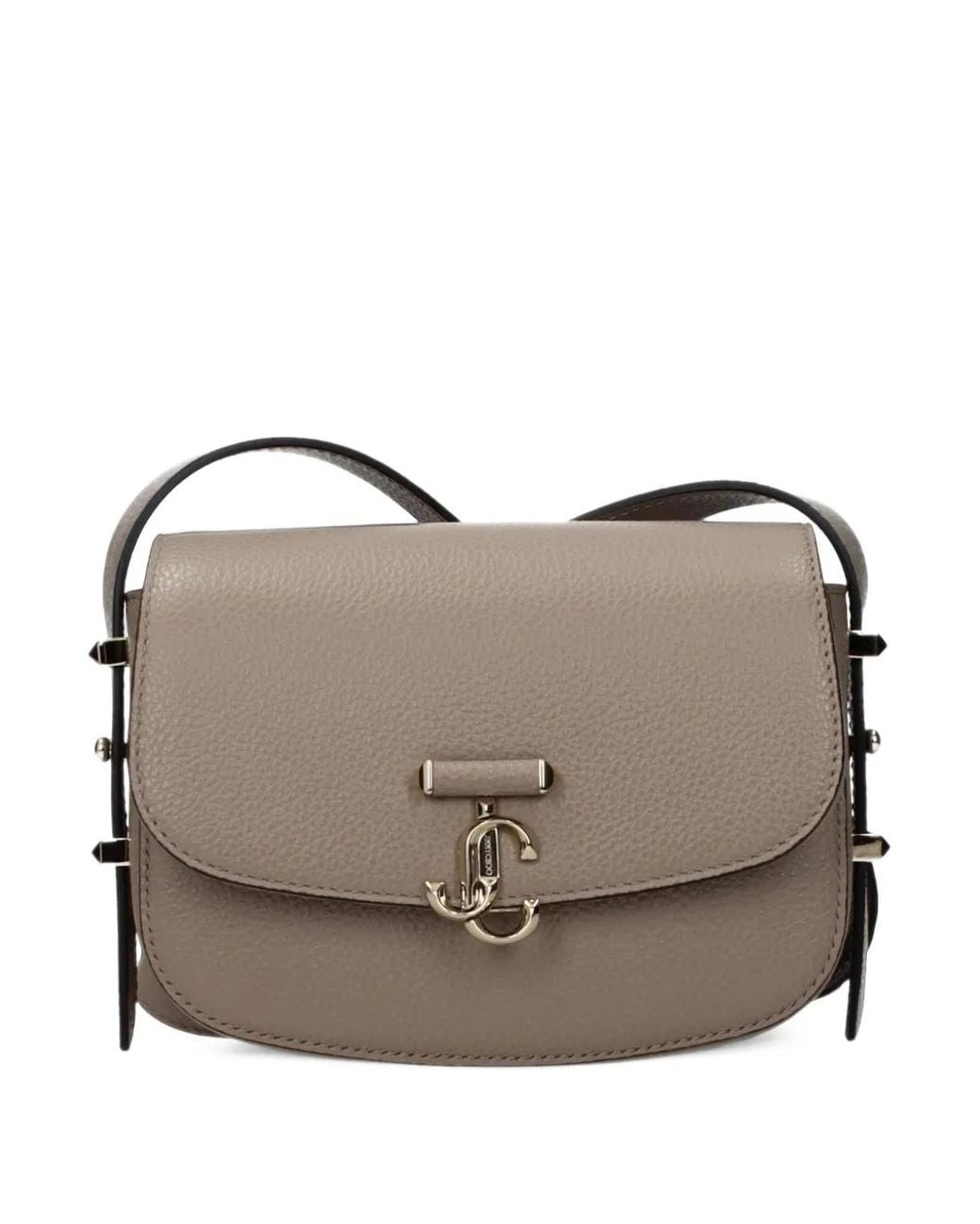 Jimmy Choo Gray Logo-Plaque Leather Crossbody Bag